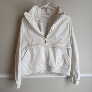 BR Standard Athleisure Windbreaker Pullover Half Zip Women's Large White
